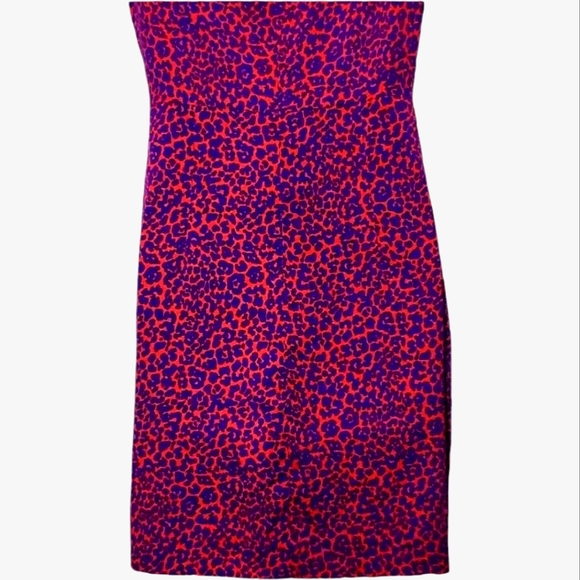 Diane Von Furstenberg Silk Dress Sleeveless Red & Blue Animal Print Sheath US 4 - Picture 8 of 8
